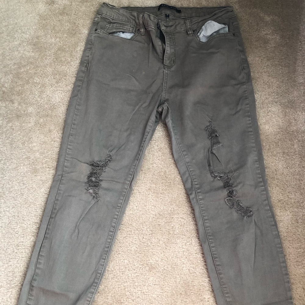 Olive Green ripped jeans